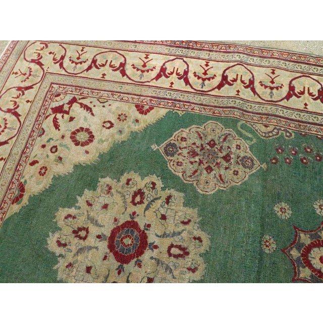 Textile Galerie Shabab Collection Early 20th Century Green, Red, and Beige Distressed Rug For Sale - Image 7 of 10