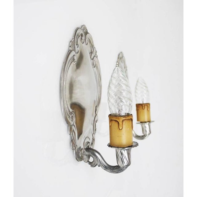 Vintage Pewter Wall Sconces by August Weygang, Germany, 1900s, Set of 2 For Sale - Image 3 of 6