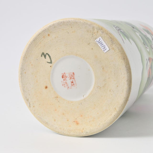 Hand-Painted Chinese Porcelain Hat Stand Vase, 1930s For Sale - Image 6 of 8