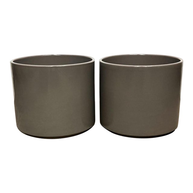 1970s Gainey Gray Glazed Ceramic Planters- A Pair For Sale