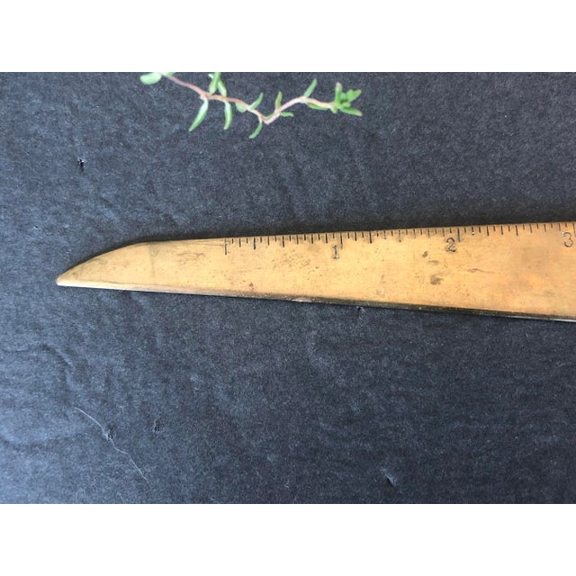Traditional Vintage Brass Letter Opener Ruler For Sale - Image 3 of 13
