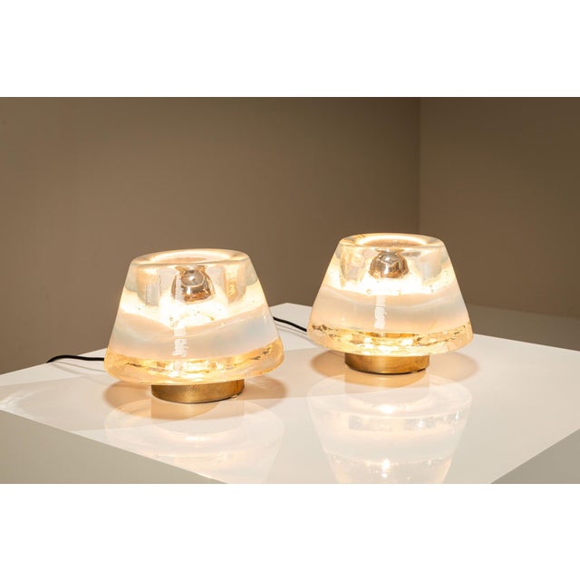 1970s Blue and Clear Murano Glass Table Lamps from Leucos, Italy, 1970s, Set of 2 For Sale - Image 5 of 16