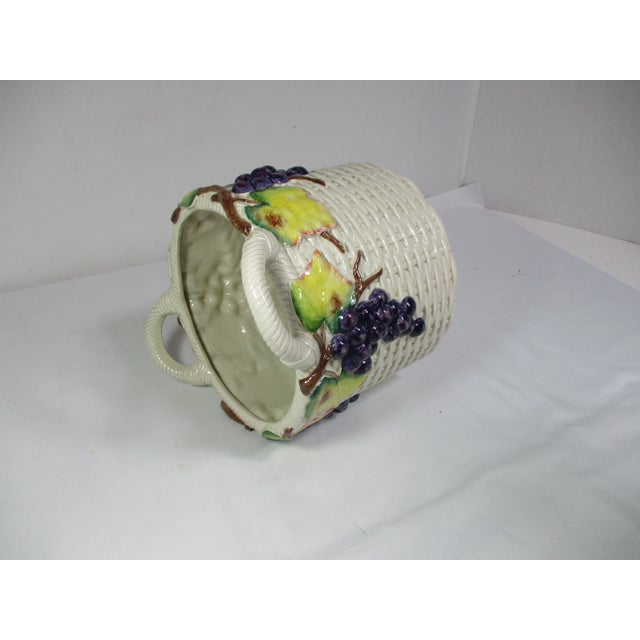 White Large Fitz & Floyd White Ceramic Woven Basket With Grapes For Sale - Image 8 of 8