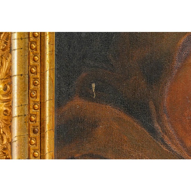 Interesting Antique 19th Century Monk Man Portrait Oil Painting Ornate Gold Frame Home Decor Wall Art For Sale In New York - Image 6 of 13