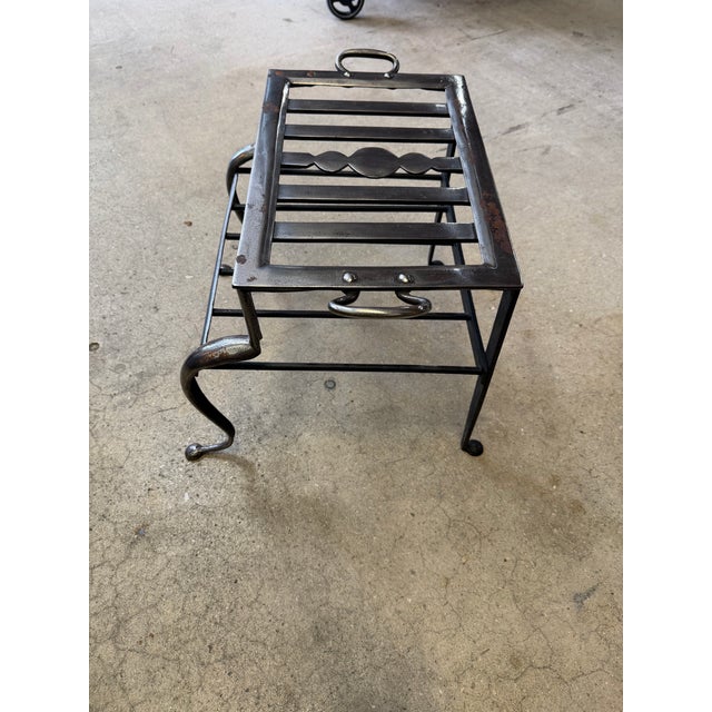 1920s 1920s Wrought Iron Fireplace Trivet Kettle Stand With Handles For Sale - Image 5 of 6