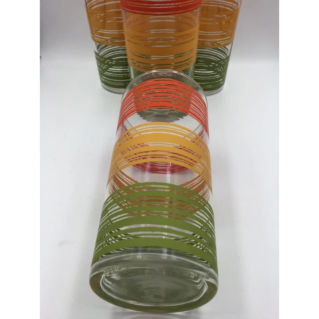 1960s Vintage Colored Striped Cocktail Highball Bar Glasses - Set of 4 For Sale - Image 5 of 6