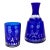 Vintage Bohemian Cobalt Blue Cut Crystal "Tumble Up" Carafe and Glass For Sale