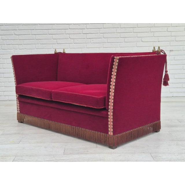 Danish Velour 2 Seater Drop Arm Sofa, 1960s For Sale - Image 16 of 18