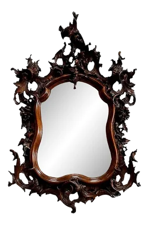 Antique Louis XV Style Solid Walnut Rocaille Mirror, 1900s