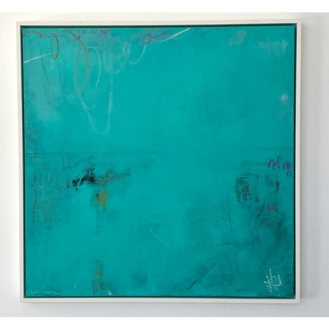 Blue "Lumiere" Original Abstract Acrylic Painting by Jakki Jandrell For Sale - Image 8 of 8