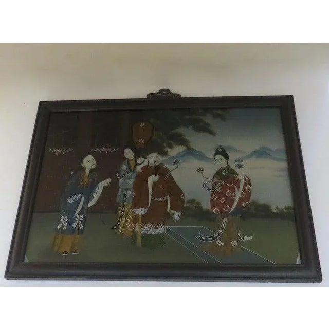 Chinese Vintage Chinese Reverse Paintings Framed Mirror Images - a Pair For Sale - Image 3 of 9