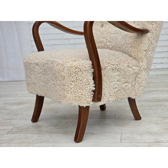 Danish High-Backed Armchair in Sheepskin by Alfred Christensen for Slagelse Møbelværk, 1960s For Sale - Image 18 of 18
