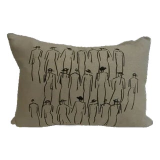 Pedestrians II Linen Pillow For Sale