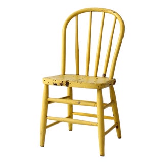 Antique Yellow Painted Windsor Spindle Back Chair For Sale