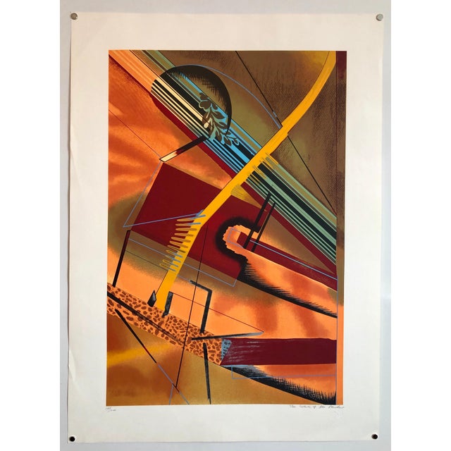 Printmaking Materials William Schwedler, Surrealist Architectural Landscape Silkscreen 1970s Chicago Modernist Lithograph, 1978 For Sale - Image 7 of 7