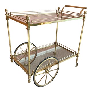 Late 20th Century Vintage Brass Bar Cart For Sale