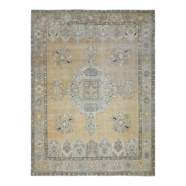 1970s Vintage Persian Handmade Wool Cotton Orange Area Rug For Sale