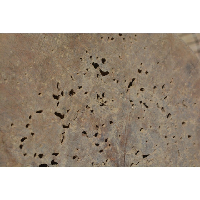 1960s Vintage Black Wooden Round Tonga African Stool With Diamond Shape Cut Outs / Handle For Sale - Image 13 of 15