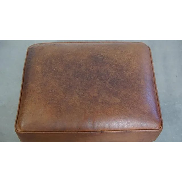 Ottoman in Sheepskin with Wooden Frame For Sale - Image 6 of 12