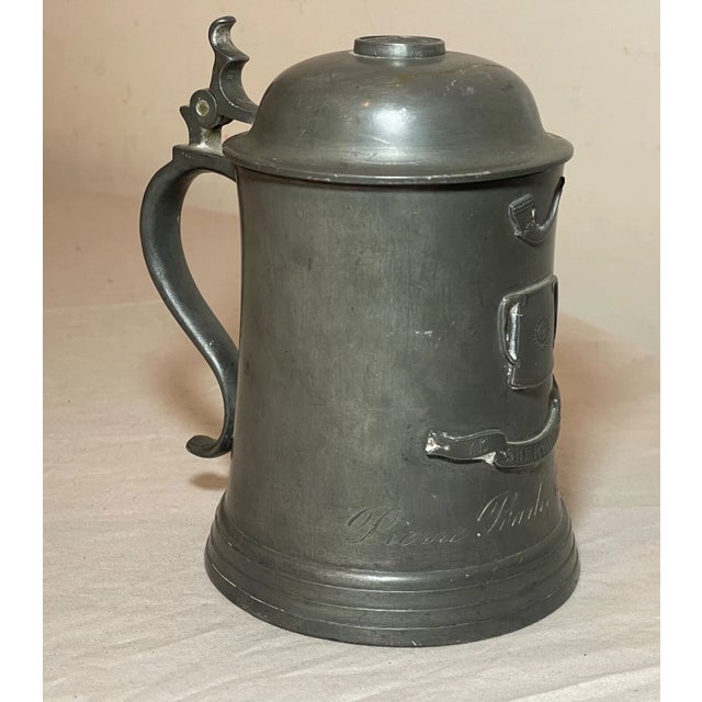 1900 - 1909 Antique 1901 Handmade Pewter Lidded Ye Sherwode Club Presentation Beer Stein Mug For Sale - Image 5 of 13
