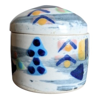Round Lidded Ceramic Box by Anne McNulty Pottery ~ Enniskillen Ireland Irish Studio Pottery ~ Signed For Sale