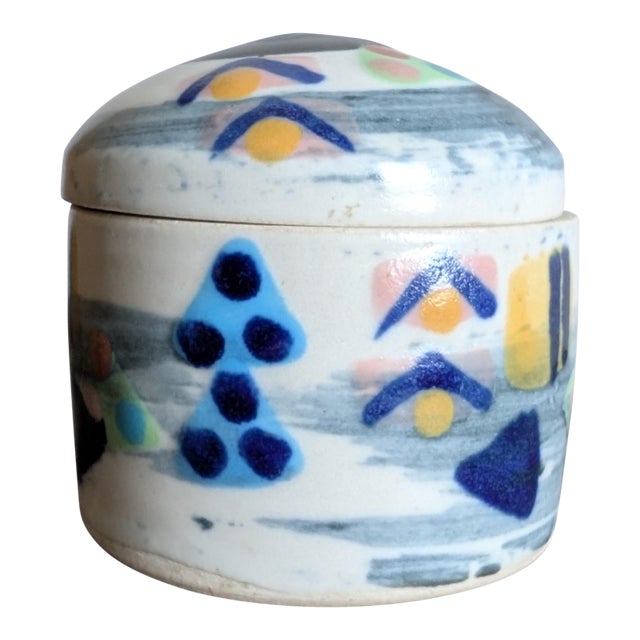 Round Lidded Ceramic Box by Anne McNulty Pottery ~ Enniskillen Ireland Irish Studio Pottery ~ Signed For Sale
