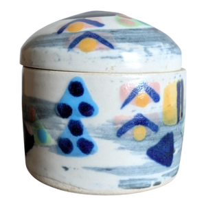 Round Lidded Ceramic Box by Anne McNulty Pottery ~ Enniskillen Ireland Irish Studio Pottery ~ Signed
