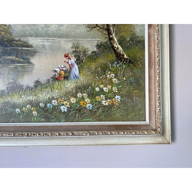 Green 70's Charles Manning Impressionist Oil on Canvas Painting, Signed For Sale - Image 8 of 12