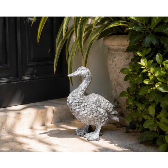 Vintage Country Style Cast Iron Duck Garden Statue For Sale - Image 10 of 12