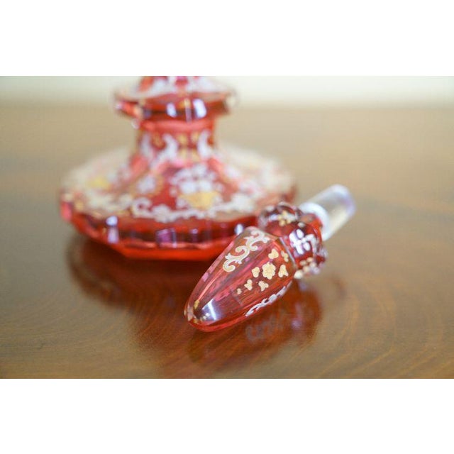 Antique Bohemian Cranberry Glass Enameled Perfume Bottle, 19th. Century For Sale In New York - Image 6 of 8