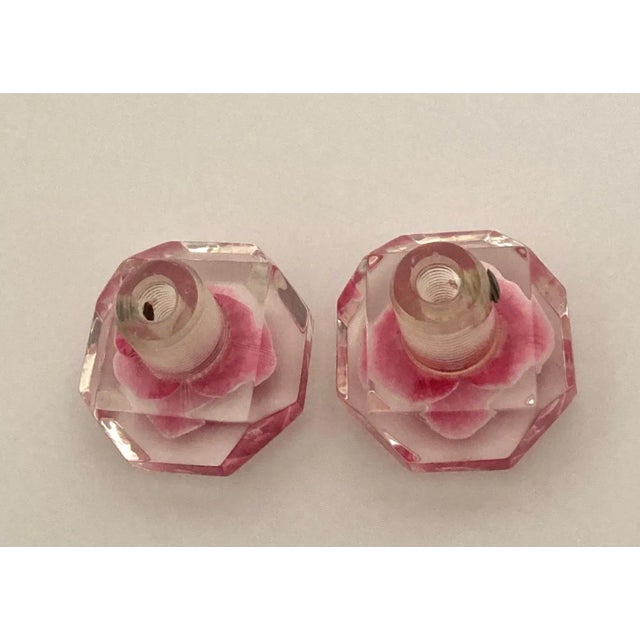 1960s Rose Embedded Lucite Knobs - A Pair For Sale In New York - Image 6 of 7
