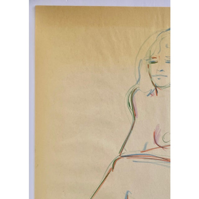 This is a beautiful antique gesture drawing made up of colorful pencil lines. Gesture drawings are quick warm-up exercises...