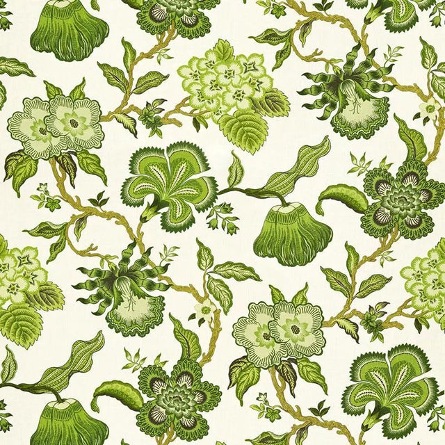 Schumacher X Celerie Kemble Hothouse Flowers Fabric in Verdance For Sale