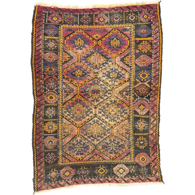 Antique Persian Shiraz Rug - 04'02 X 05'10 For Sale - Image 9 of 9
