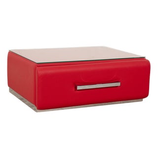 Leather Glass Red Table from Joop For Sale