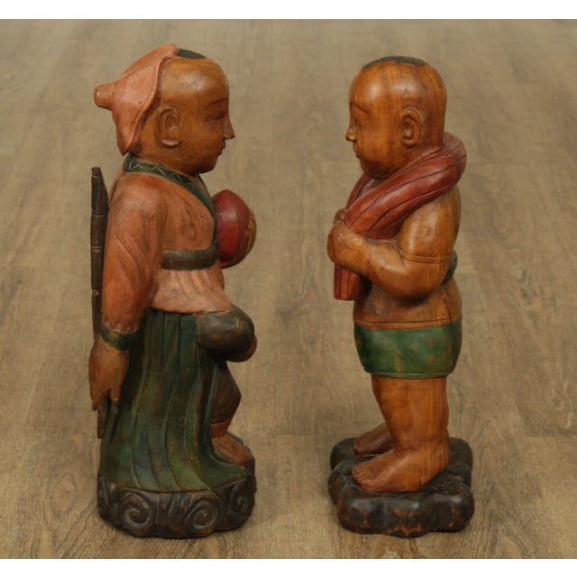 Vintage Chinese Carved Figures - a Pair For Sale In Philadelphia - Image 6 of 13