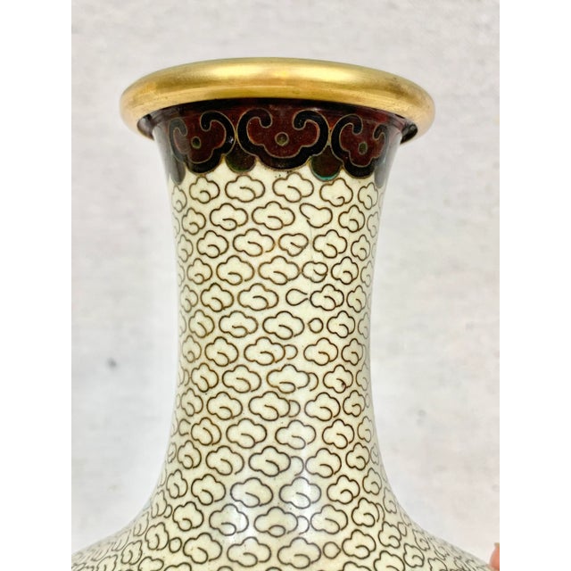 Vintage Floral Cloisonne Vase For Sale - Image 4 of 10