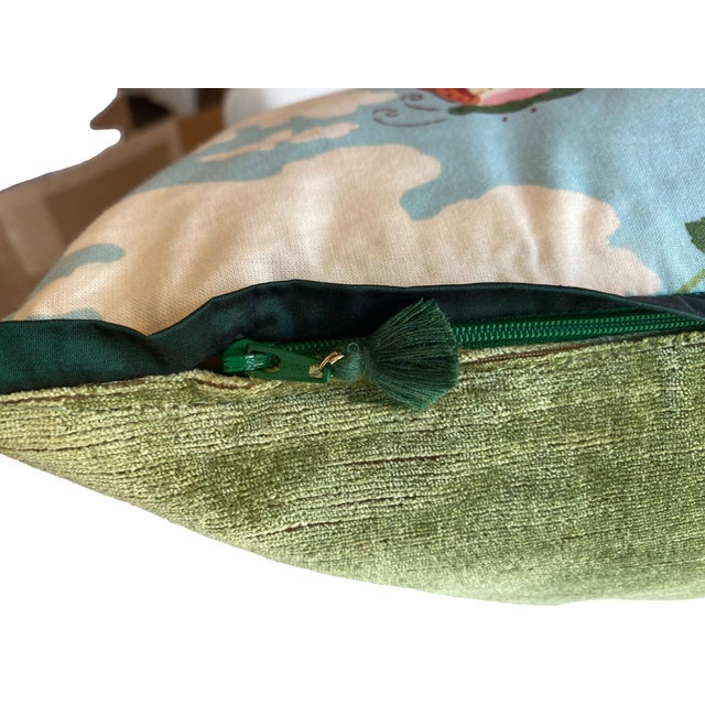 Traditional Vintage Chinoiserie Floral Pillow For Sale - Image 3 of 5