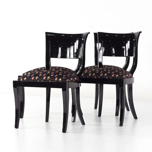 Mid-Century Modern Klismos Style Mid Century Black Lacquer Dining Chairs - Set of 4 For Sale - Image 3 of 11