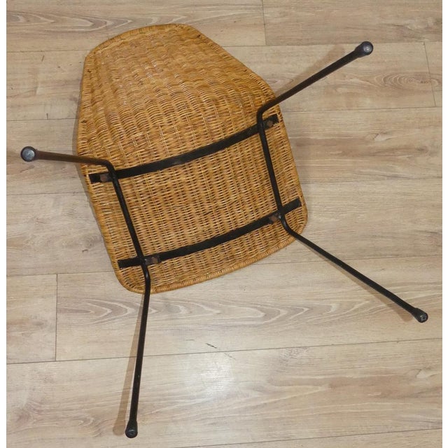 Basket Dining Chair in Rattan and Metal attributed to Gian Franco Legler, 1950s For Sale - Image 6 of 10