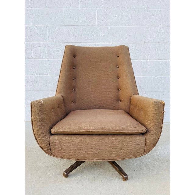 Vintage Castro Convertibles MCM Swivel High Back Lounge Chair For Sale - Image 12 of 13