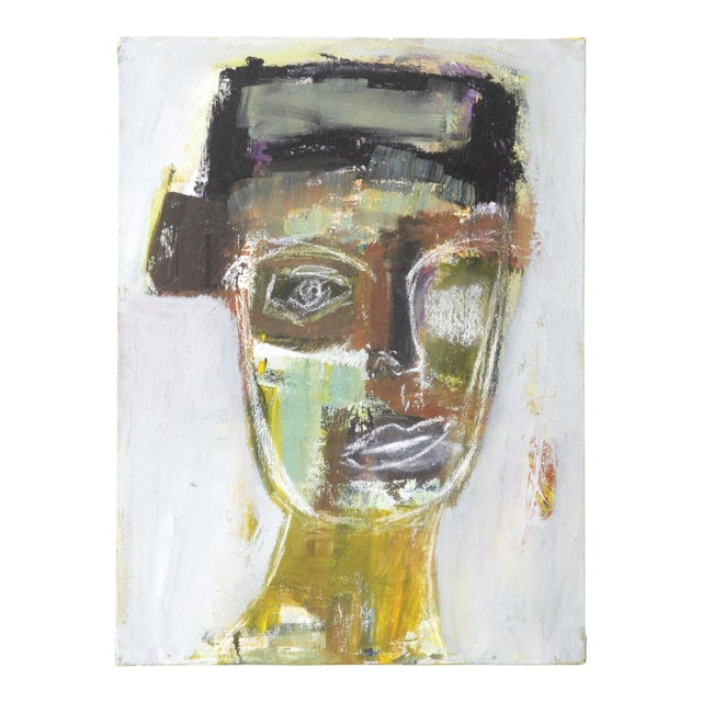 1990s Abstract Portrait Acrylic Painting For Sale