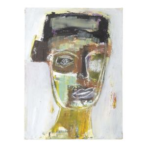 1990s Abstract Portrait Acrylic Painting