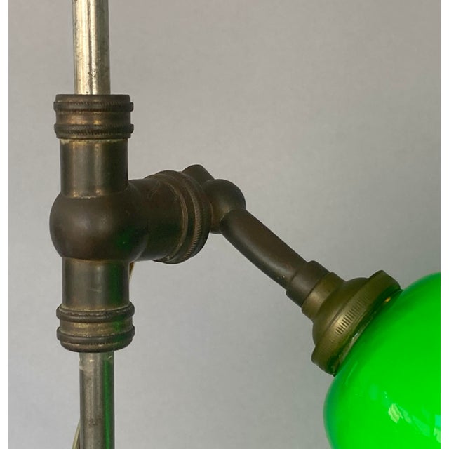 1970s 1970s French Table or Desk Lamp, Cased Green Shade, Bronze Finished Base, a Beauty! For Sale - Image 5 of 7