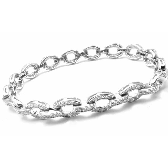 Damiani 18k White Gold Diamond Link Tennis Bracelet For Sale - Image 4 of 12