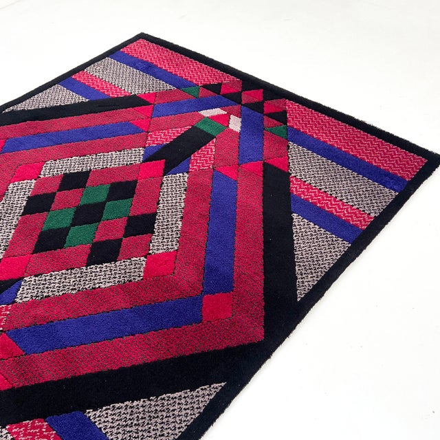 Large Geometric Wool Rug by Gianni Erba for Trend, 1980s For Sale - Image 4 of 9