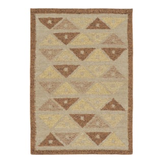 Contemporary Scandinavian Style Brown Geometric Wool Rug by Rug & Kilim, India For Sale