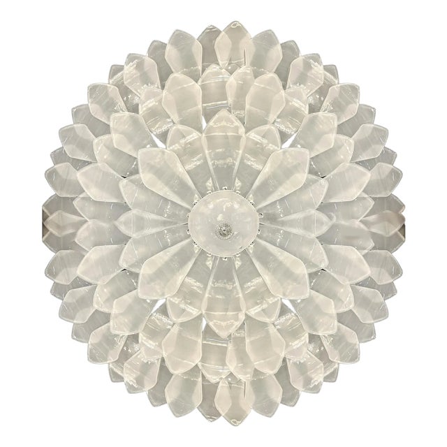 Huge Imperial Sanded Petals Murano Glass Flush Mount by Simoeng For Sale