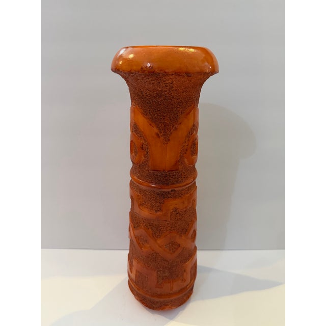 Mid-Century Modern Mid-Century Orange Lava Glaze Stoneware Vessel For Sale - Image 3 of 8