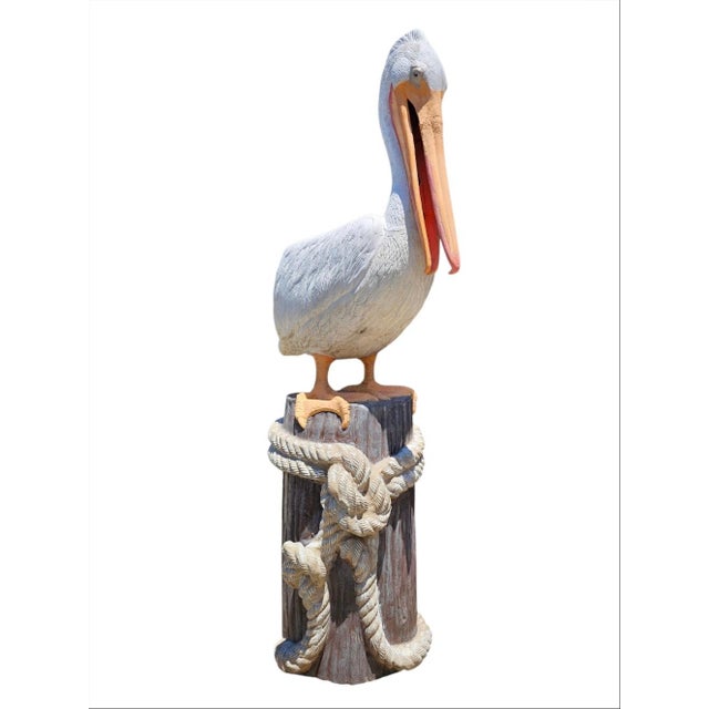 1960s Monumental Metal Jumbo Nautical Pelican on Stand For Sale - Image 12 of 17